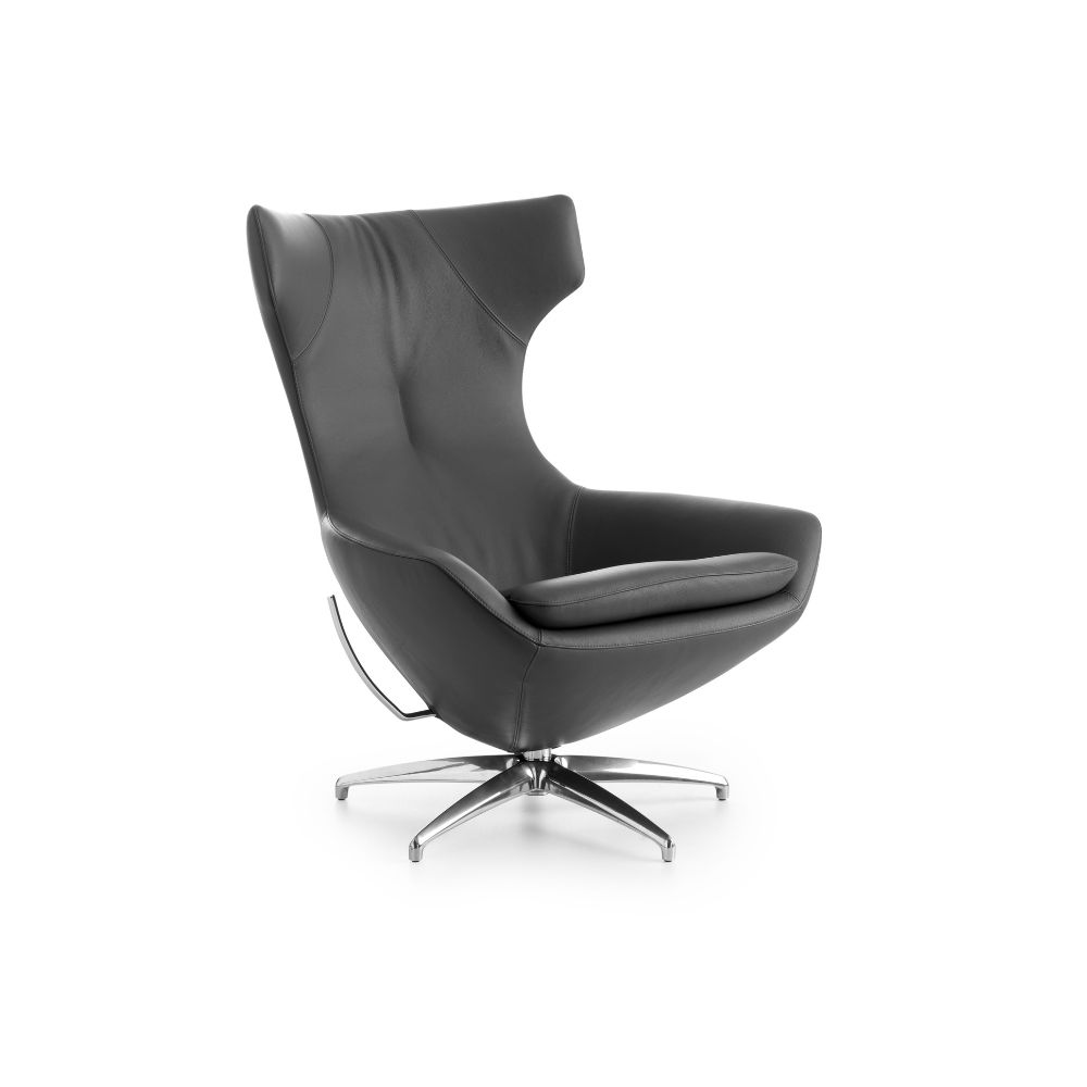 Leolux Caruzzo Lounge Sessel  mit Kippfunktion - Plus in Leder Noli Alumimium poliert Leolux Caruzzo Lounge Sessel  mit Kippfunktion - Plus in Leder Noli Alumimium poliert