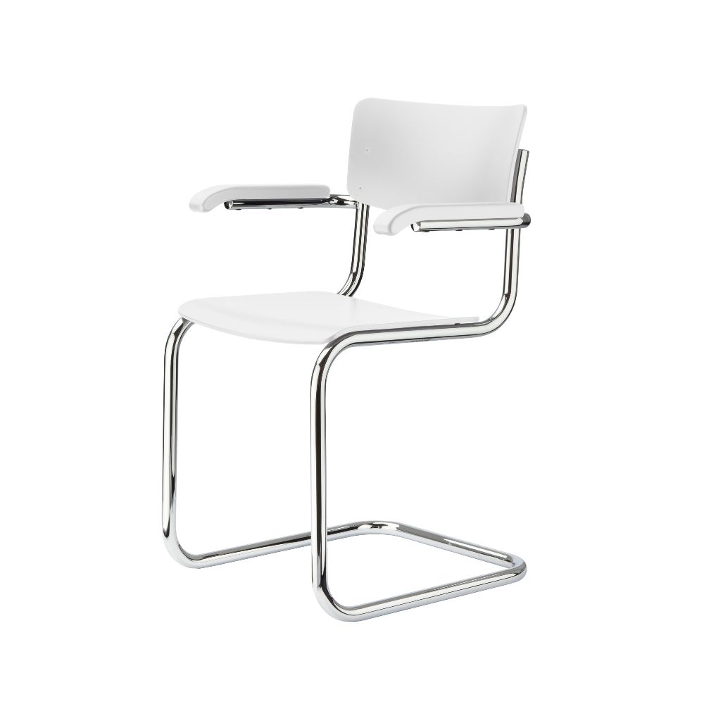 Thonet S43 F Mart Stam Stuhl Freischwinger - weiß lasiert Thonet S43 F Mart Stam Stuhl Freischwinger - weiß lasiert