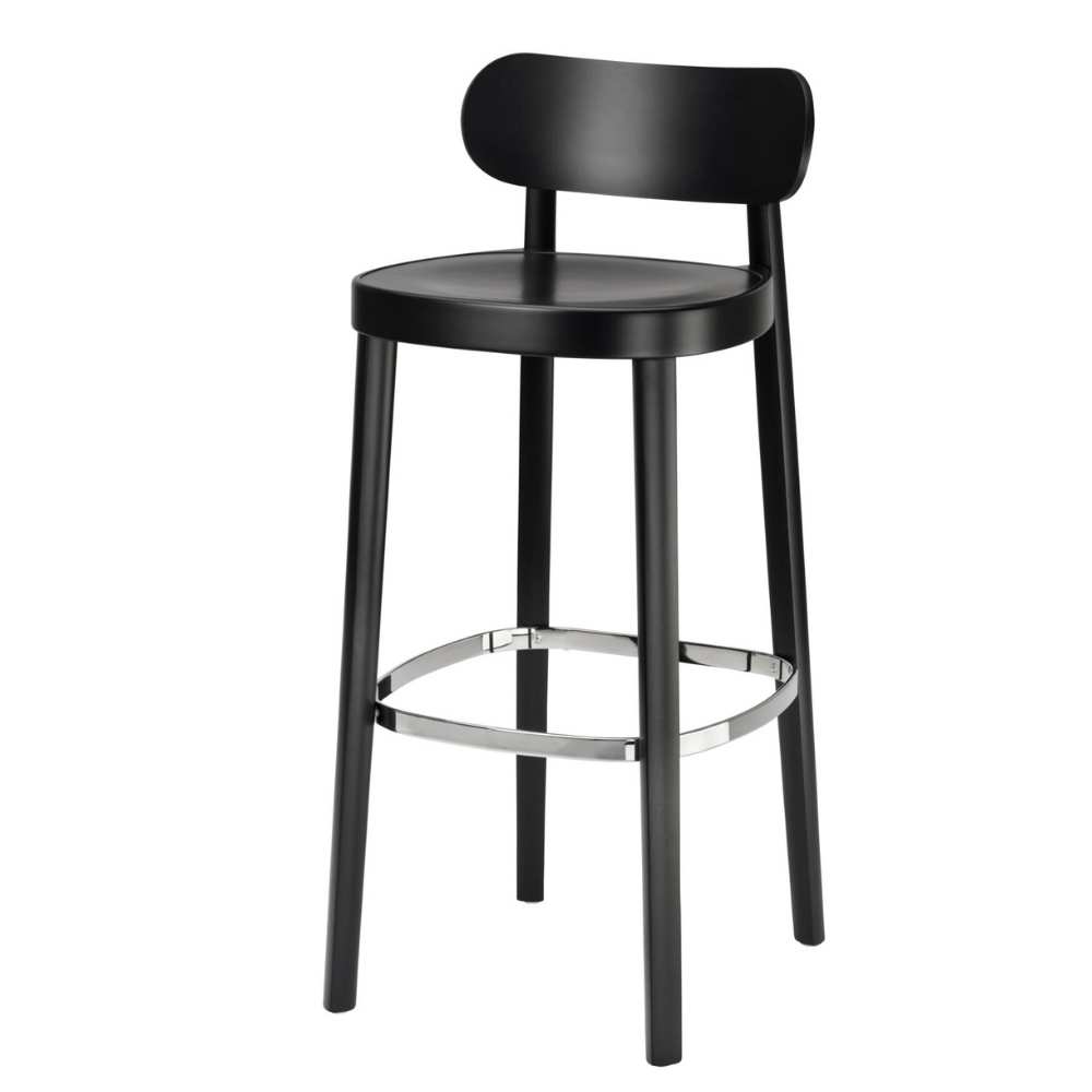 Thonet 118 MH Barhocker mit Muldensitz schwarz gebeizt