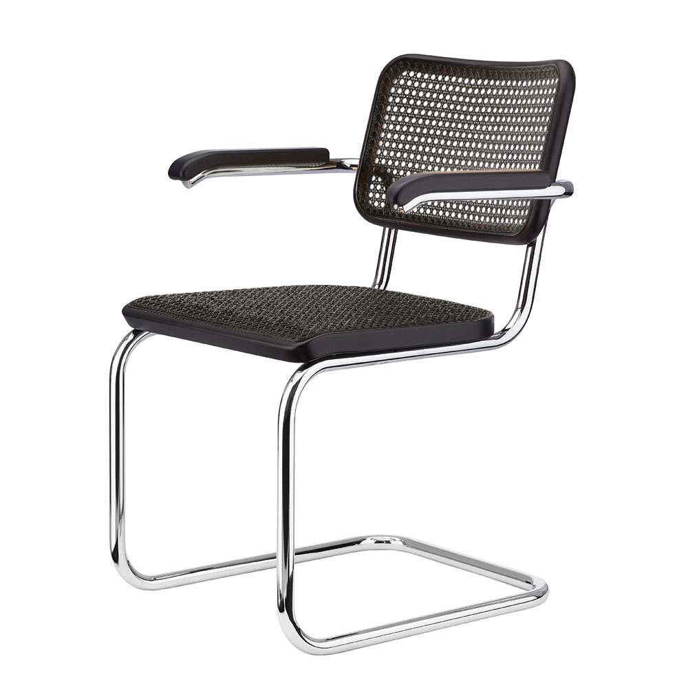 Thonet S64 Freischwinger mit Dark Melange Buche schwarz gebeizt