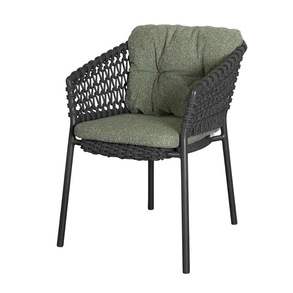Cane Line Ocean Stuhl Dark Grey mit Dark Green Cane-Line Wove
