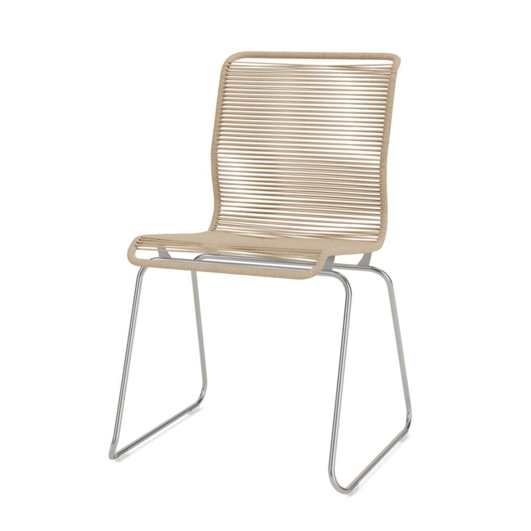 Montana Panton Stuhl Panton One, Schnur Papier Natur, Gestell Chrome