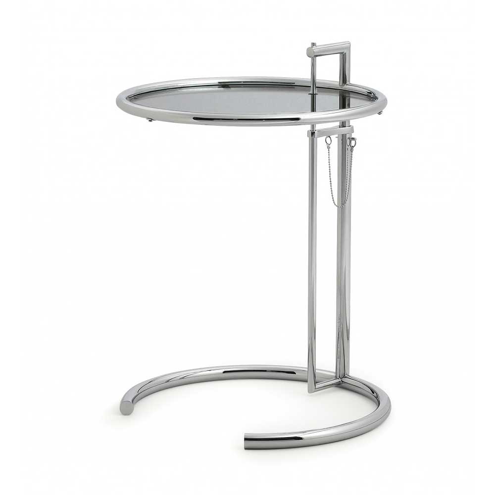 ClassiCon  Eileen Gray Couchtisch E1027 Beistelltisch Adjustable Table chrom Parsolglas grau